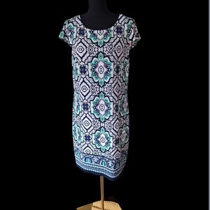 Liz Claiborne Blue and White Patterned Dress